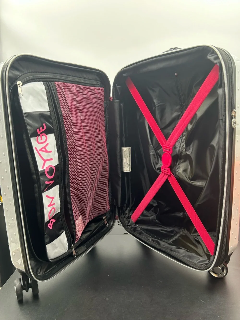 Betsey Johnson White Embossed Sugar Skull Carry-On Luggage